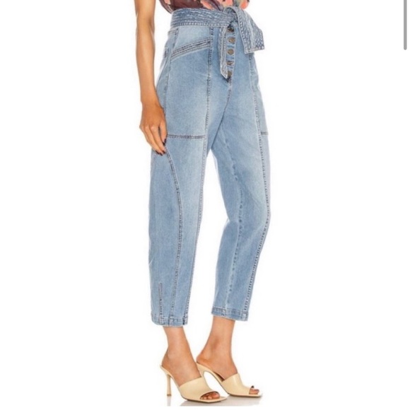 Ulla Johnson Otto High Waisted Straight Leg Tie Waist Designer Denim Jeans NWOT - Picture 2 of 12